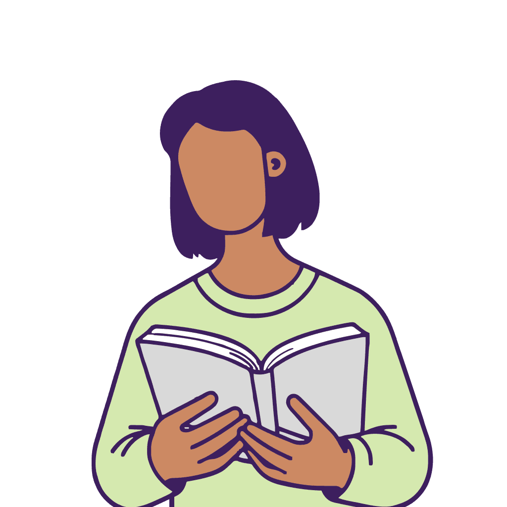 Reading a book illustration