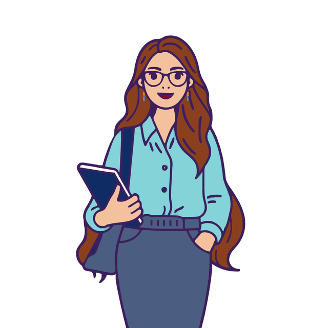 Teacher with laptop bag illustration