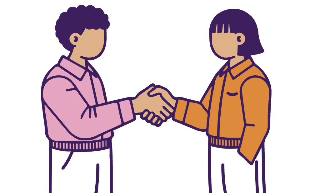 Characters shaking hands illustration