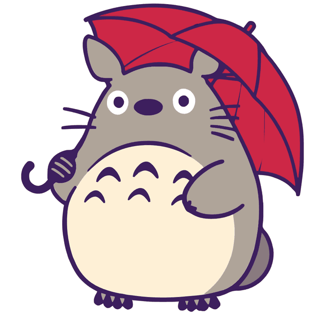 Totoro with umbrella illustration